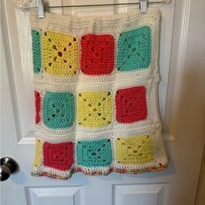 Handmade Crochet Granny Square Skirt 
W-14”/L-19”